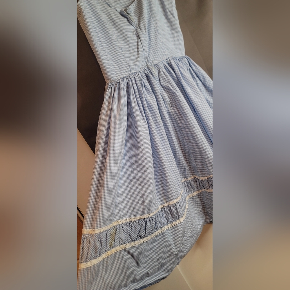 Vintage Petite Texas Miss Blue And White Checkered 100%Cotton Girls Dress(Sz10?) - Picture 11 of 16